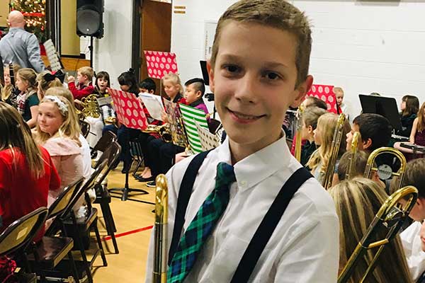 student practicing clarinet